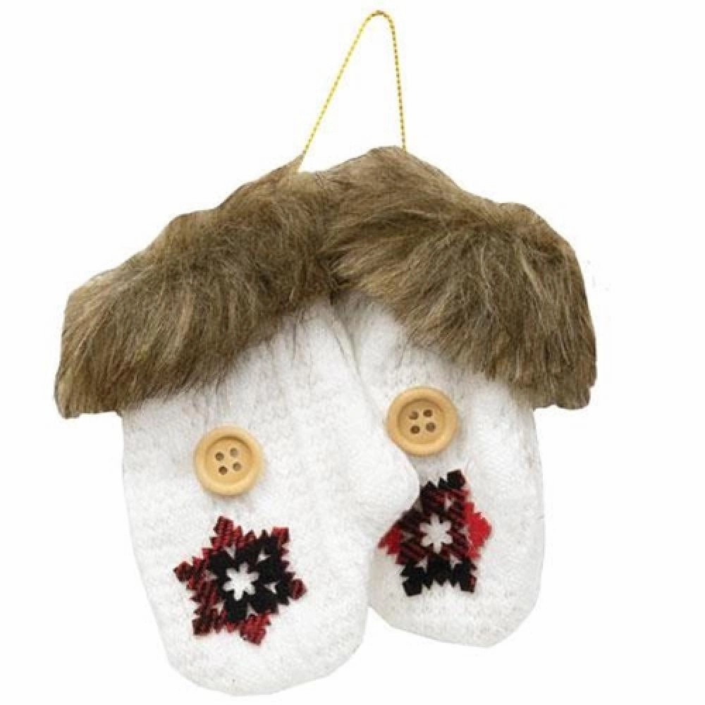 *2/Set Ivory Knit Faux Fur Ornaments