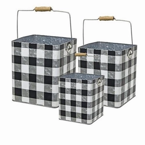 *3/Set Black Buffalo Check Buckets