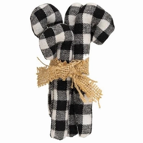 *4/Set Black & White Check Stuffed Candy Canes 5.5"
