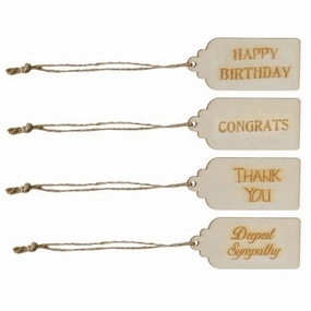 *4/Set Wood Greetings Tags