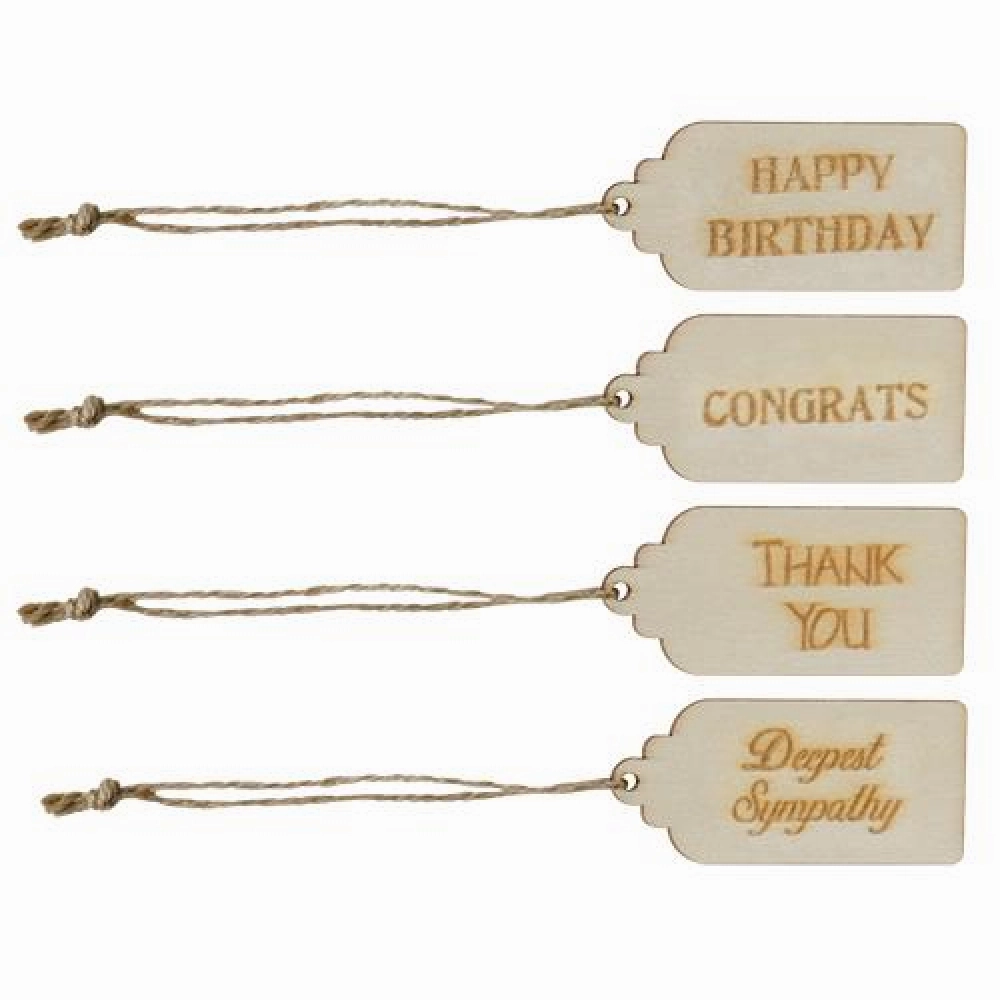 *4/Set Wood Greetings Tags