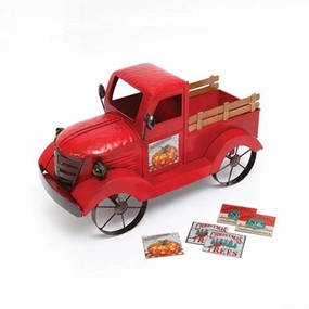 *Antiqued Red Farm Truck With Seasonal Magnet Signs