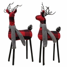 *Black & Red Plaid Standing Deer w/Scarf 2 Asstd.