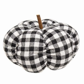 *Black & White Buffalo Check Stuffed Felt Pumpkin 6.5"