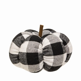 *Black & White Buffalo Check Stuffed Pumpkin 5"