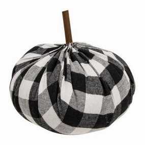 *Black & White Buffalo Check Stuffed Pumpkin 6.5"