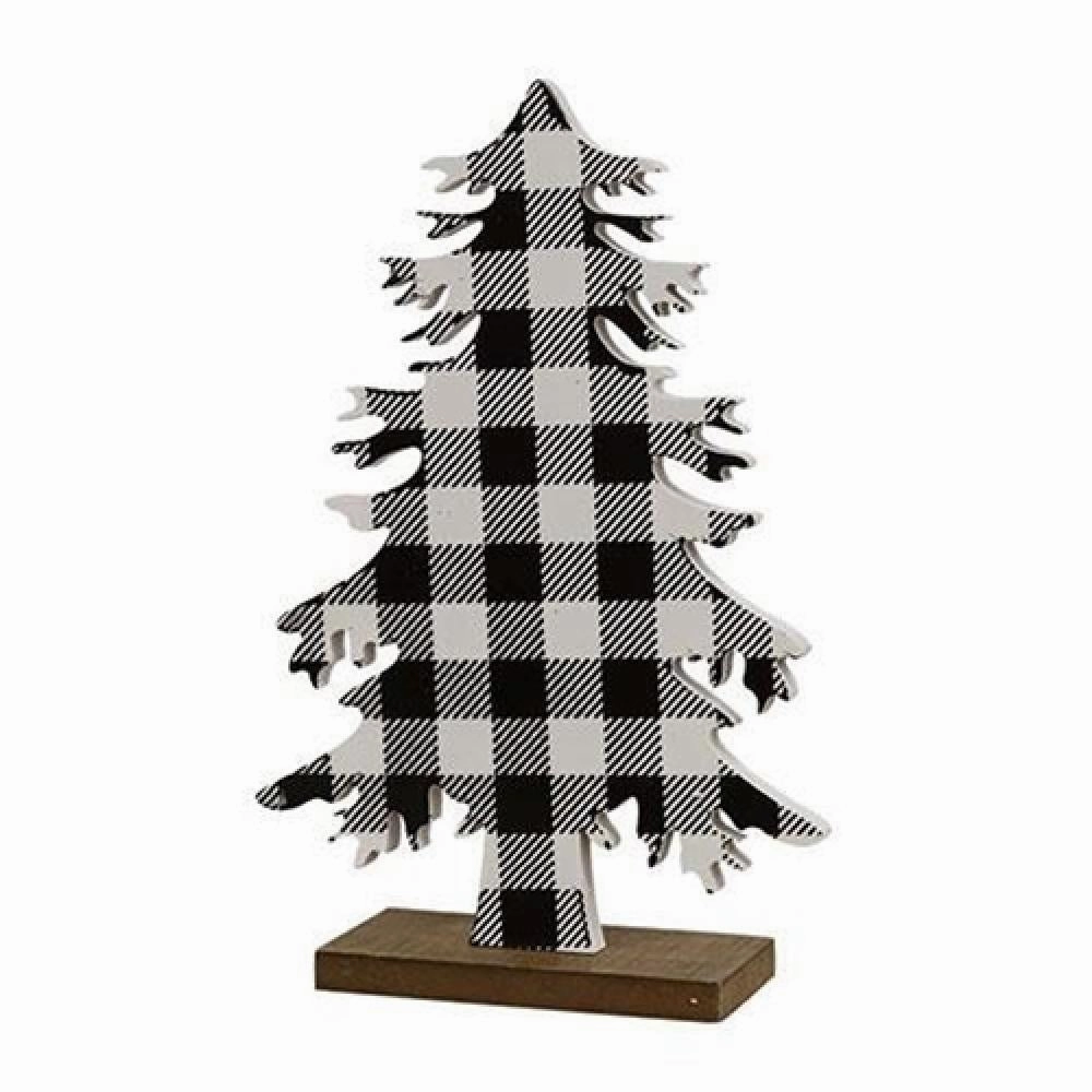 *Black & White Buffalo Check Wood Tree Medium