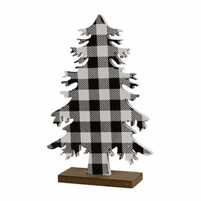 *Black & White Buffalo Check Wood Tree Medium
