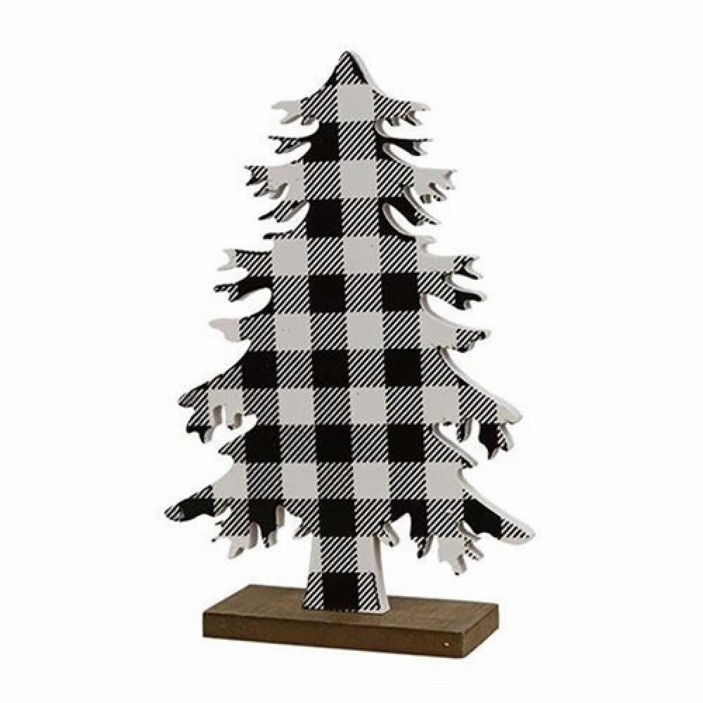 *Black & White Buffalo Check Wood Tree Medium