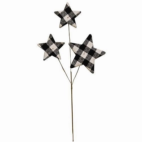 *Black & White Plaid Star Pick 14"