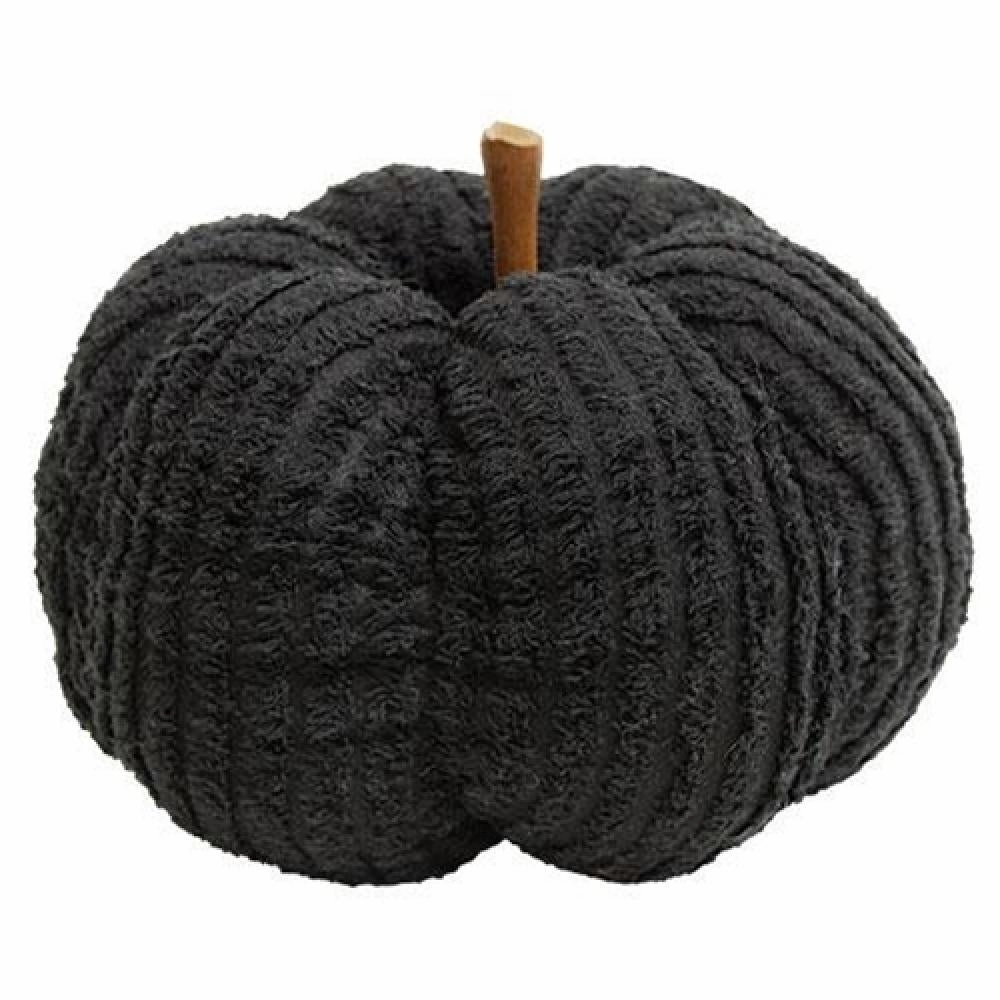 *Black Chenille Stuffed Pumpkin 4.5"