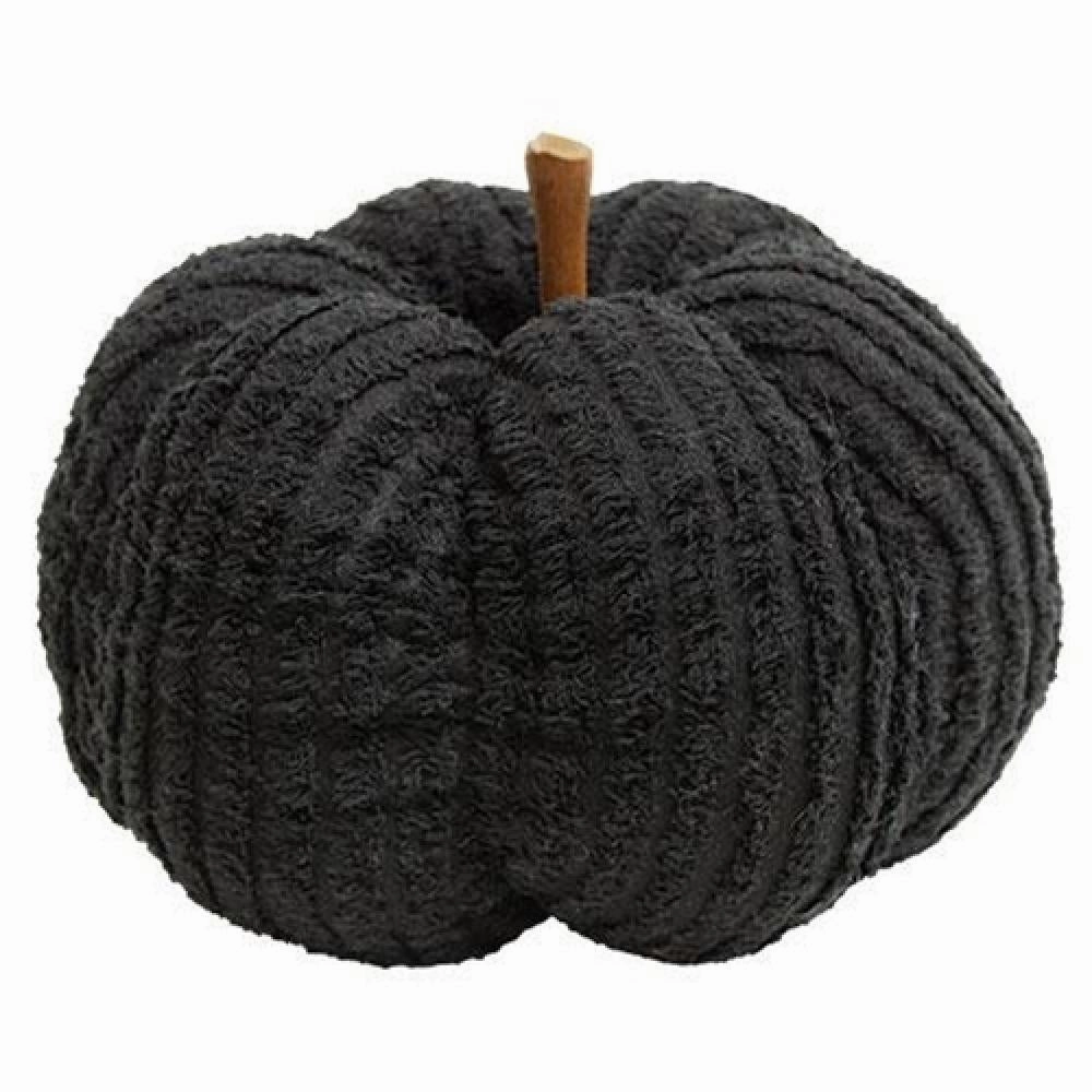 *Black Chenille Stuffed Pumpkin 4.5"