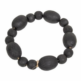 *Black Distressed Wood Oval Bead Candle Ring