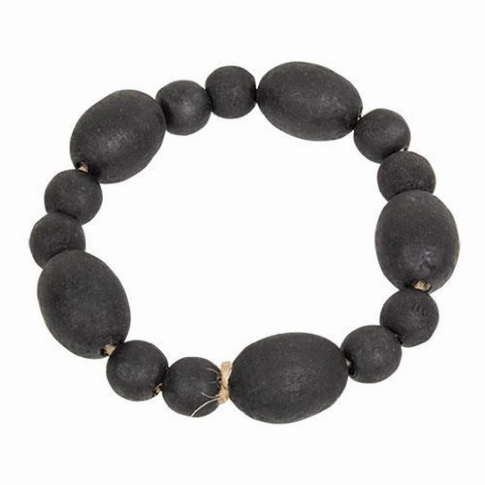 *Black Distressed Wood Oval Bead Candle Ring