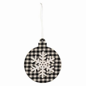 *Black/White Plaid Snowflake Ornament Ball