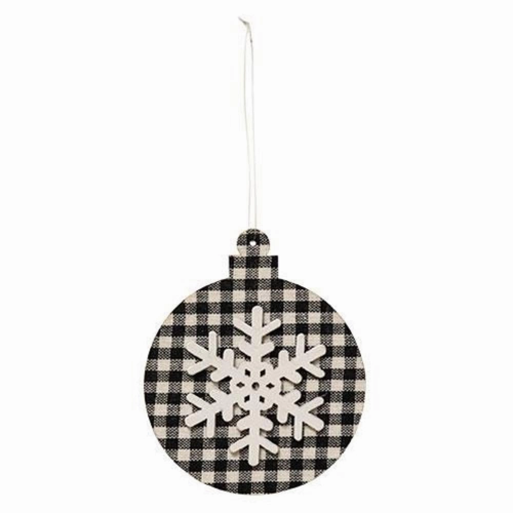 *Black/White Plaid Snowflake Ornament Ball