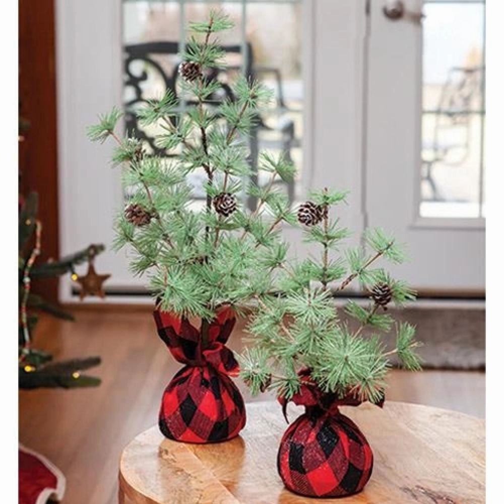 *Buffalo Check Sparkle Pine Tree 12"