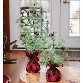 *Buffalo Check Sparkle Pine Tree 12"