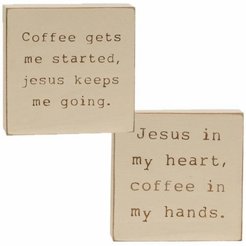 *Coffee & Jesus Engraved Block 2 Asstd.