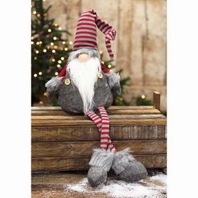 *Dangle Leg Plush Red/Gray Santa Gnome