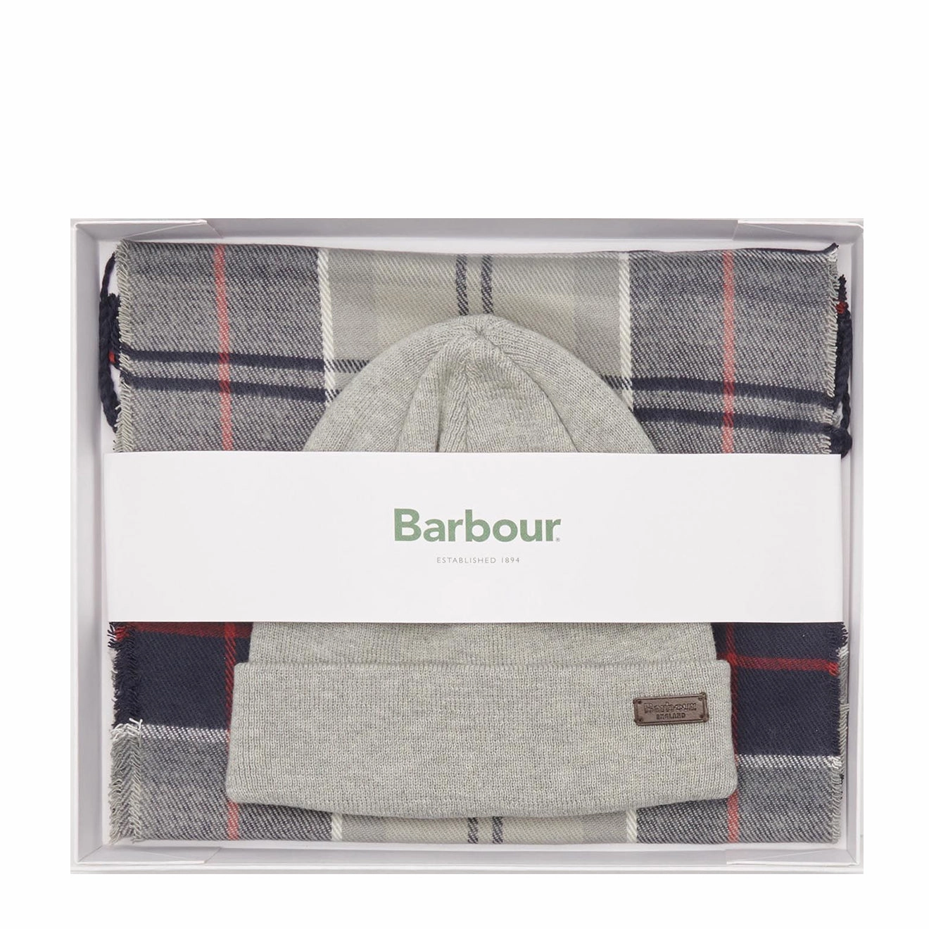 Barbour Swinton Beanie & Galingale Scarf Gift Set Blue Granite