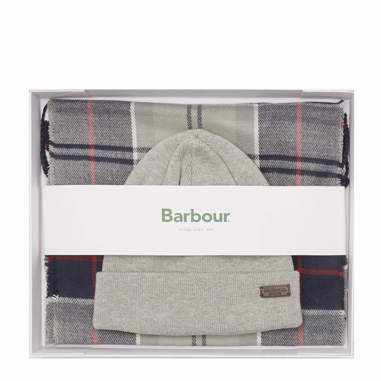 Barbour Swinton Beanie & Galingale Scarf Gift Set Blue Granite