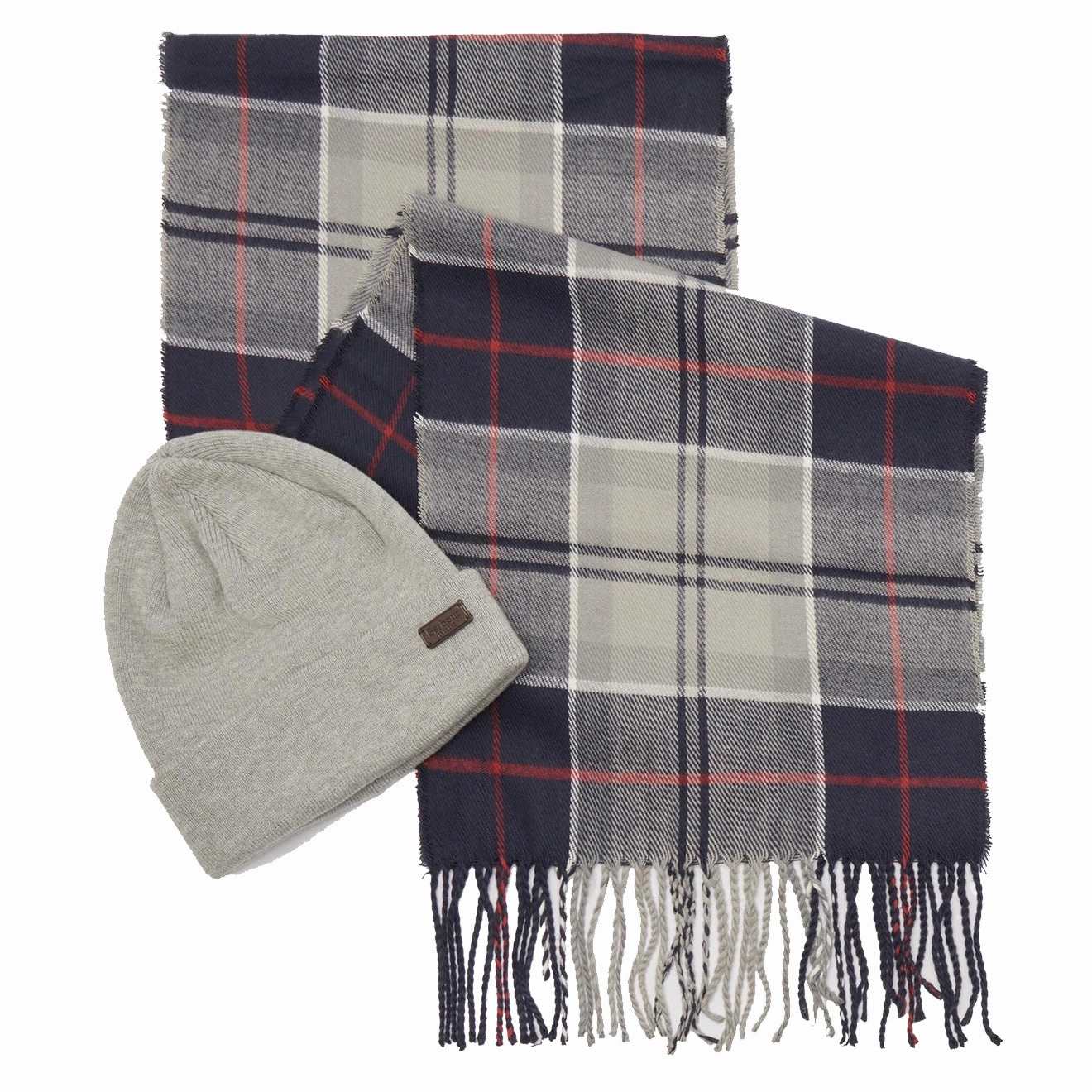 Barbour Swinton Beanie & Galingale Scarf Gift Set Blue Granite