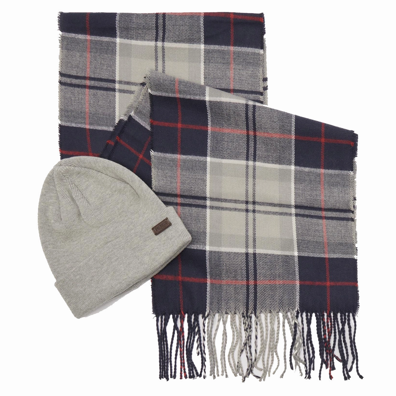 Barbour Swinton Beanie & Galingale Scarf Gift Set Blue Granite