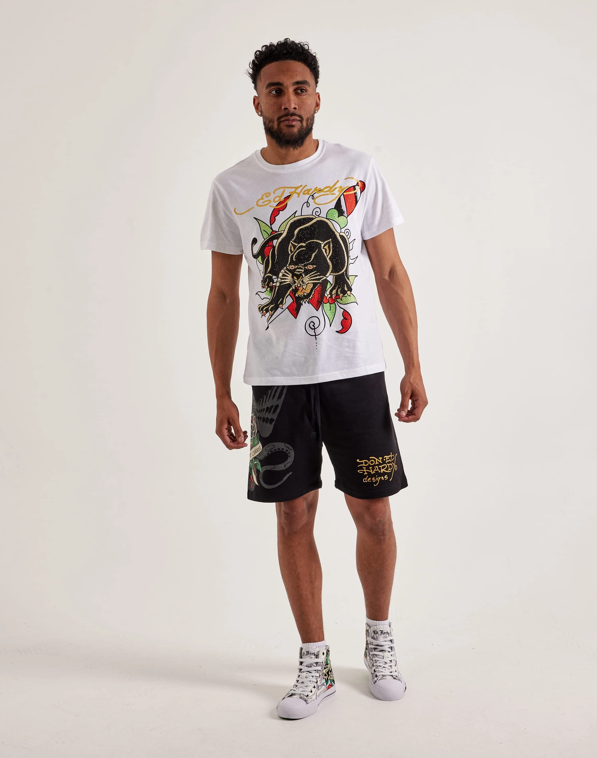 Ed Hardy Dagger Rose Fleece Shorts
