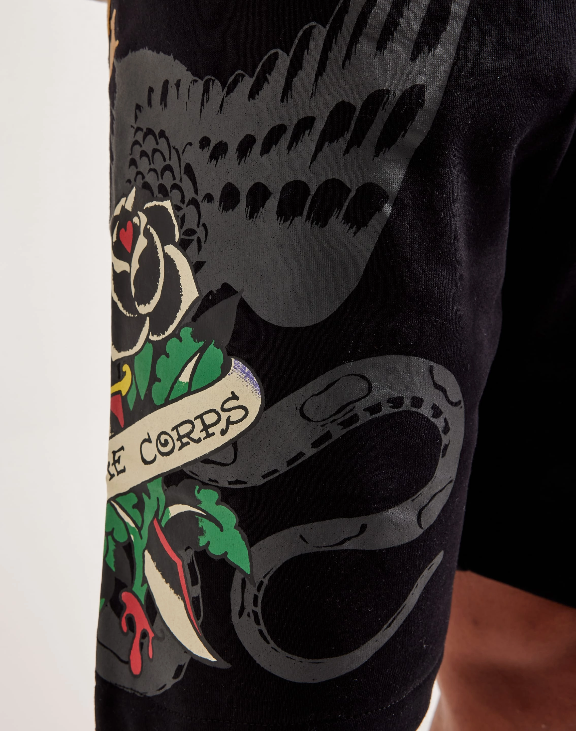 Ed Hardy Dagger Rose Fleece Shorts