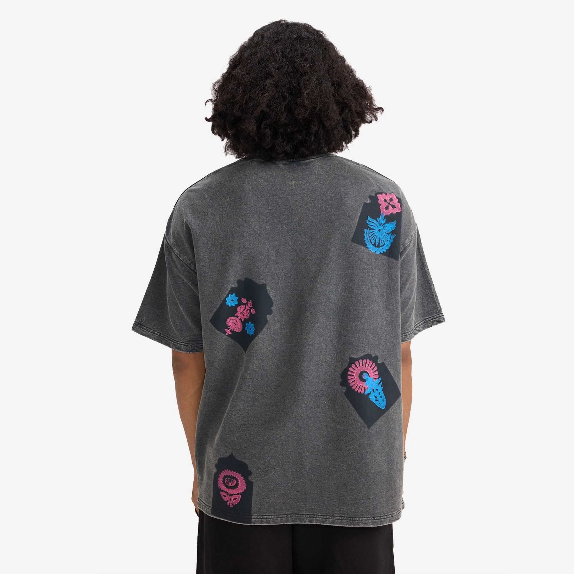 F A R A K | JAROKHA BLOCK PRINT T-SHIRT { GREY/GREY
