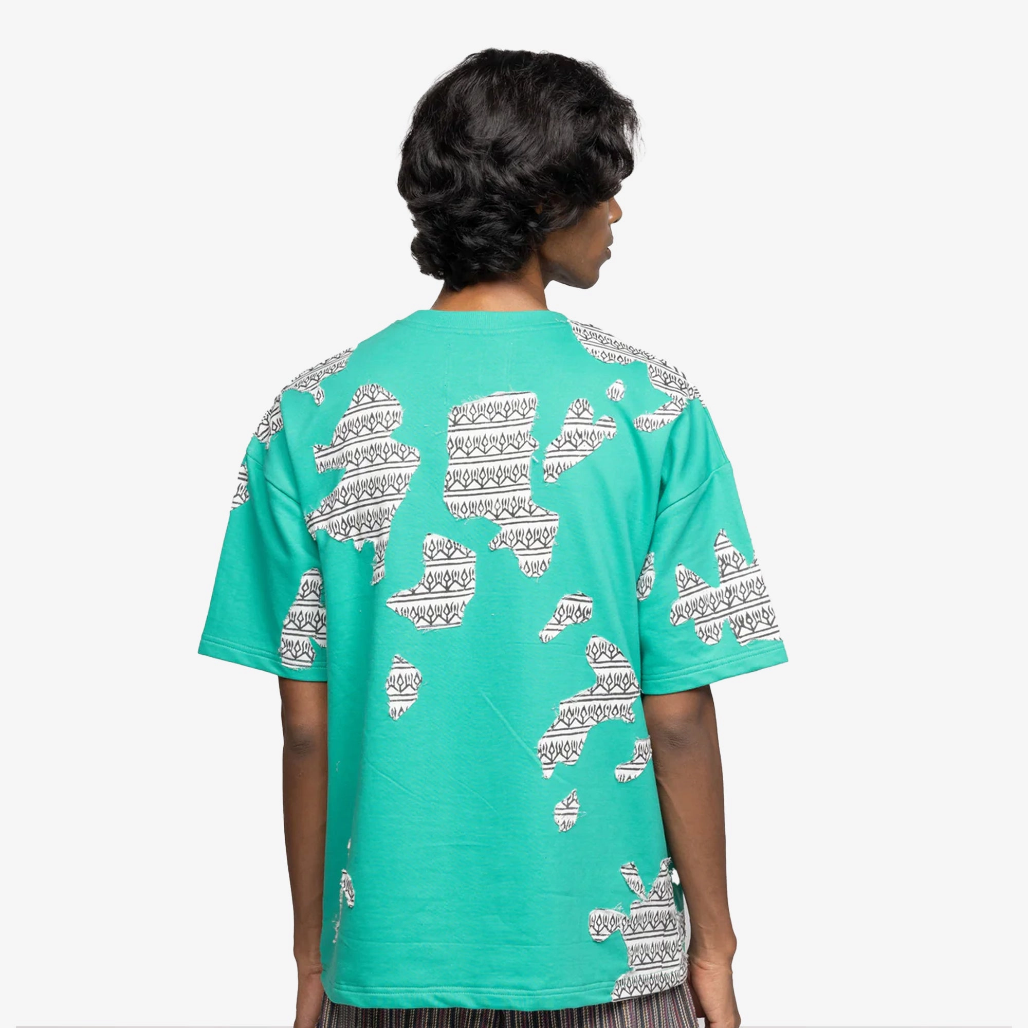 F A R A K | SUBTEXT BLOCK PRINTED T-SHIRT { GREEN/GREEN