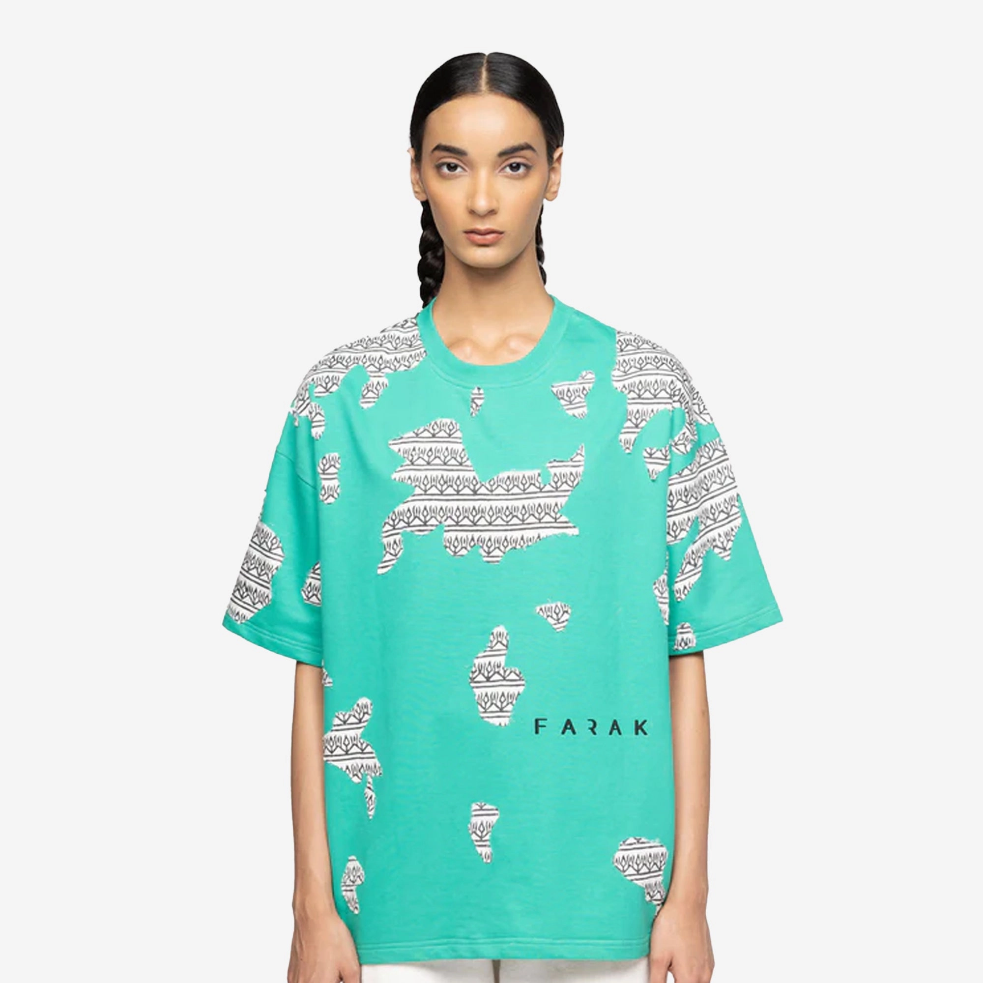 F A R A K | SUBTEXT BLOCK PRINTED T-SHIRT { GREEN/GREEN