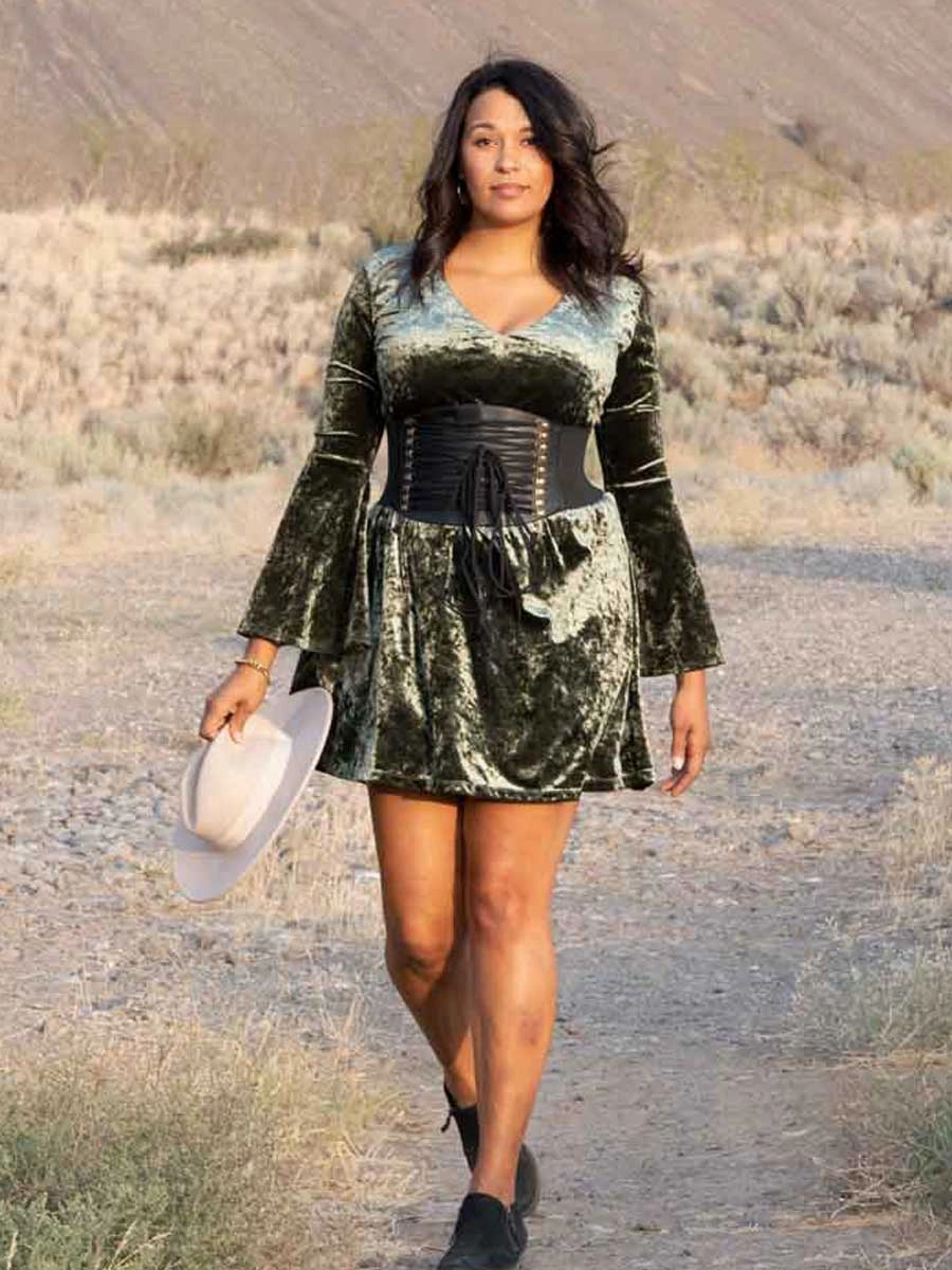 Faux Leather Laced Pattern Corset Belt : CB-915