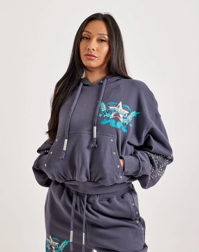 First Row Washed Graphic Pullover Hoodie