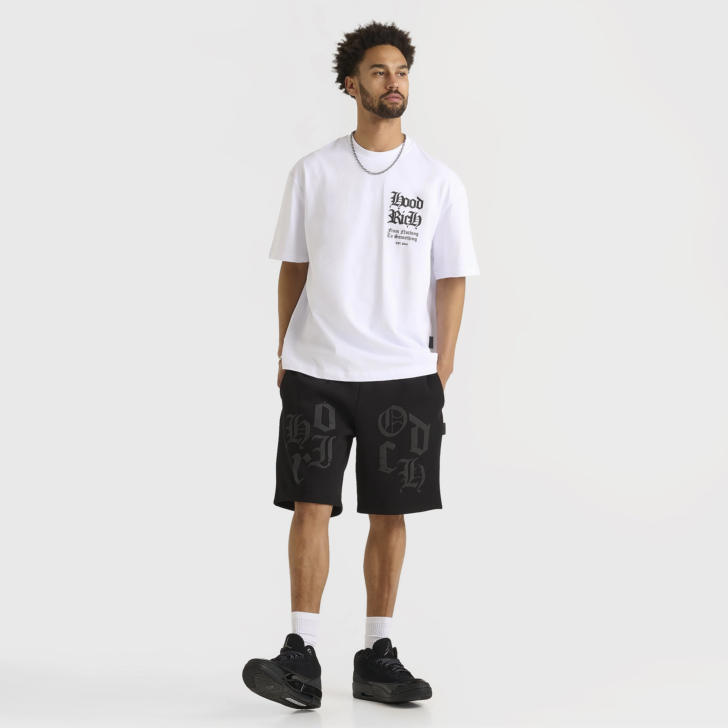 Hoodrich Crown Oversized Shorts Black / Lychee