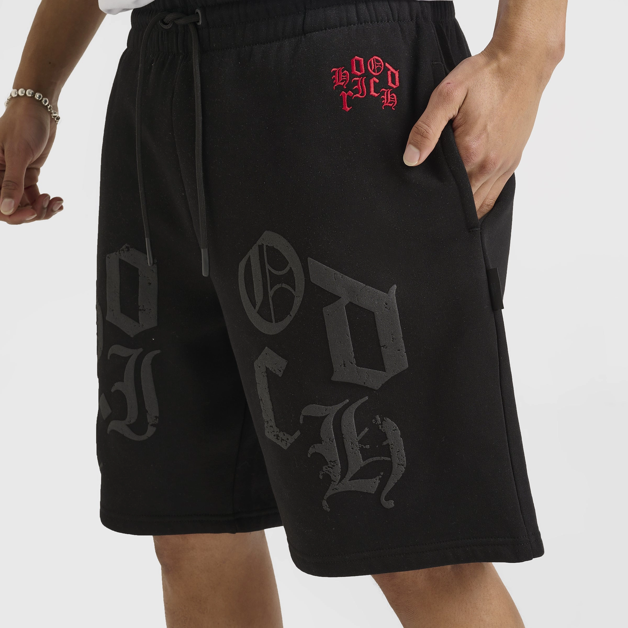 Hoodrich Crown Oversized Shorts Black / Lychee