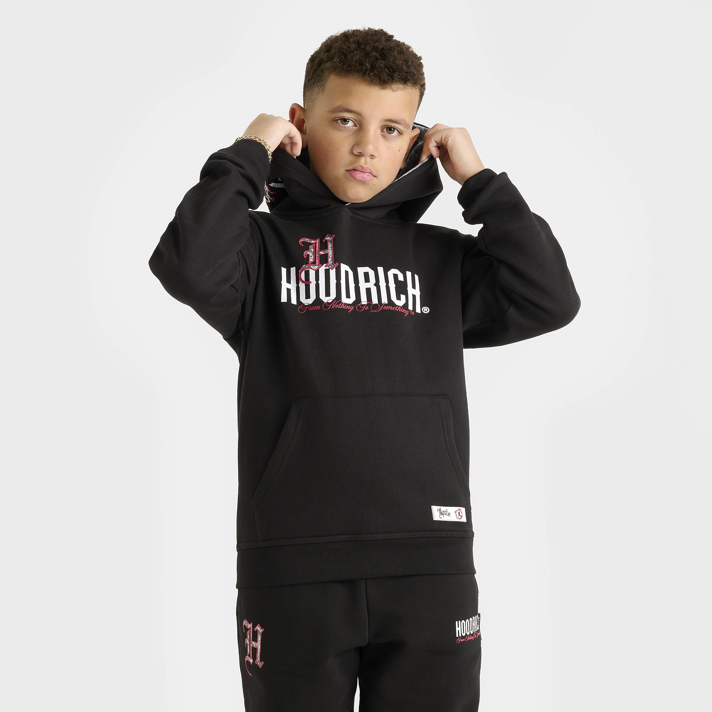 Hoodrich Junior Boys Eterno Pullover Hoodie Black / White - Lychee