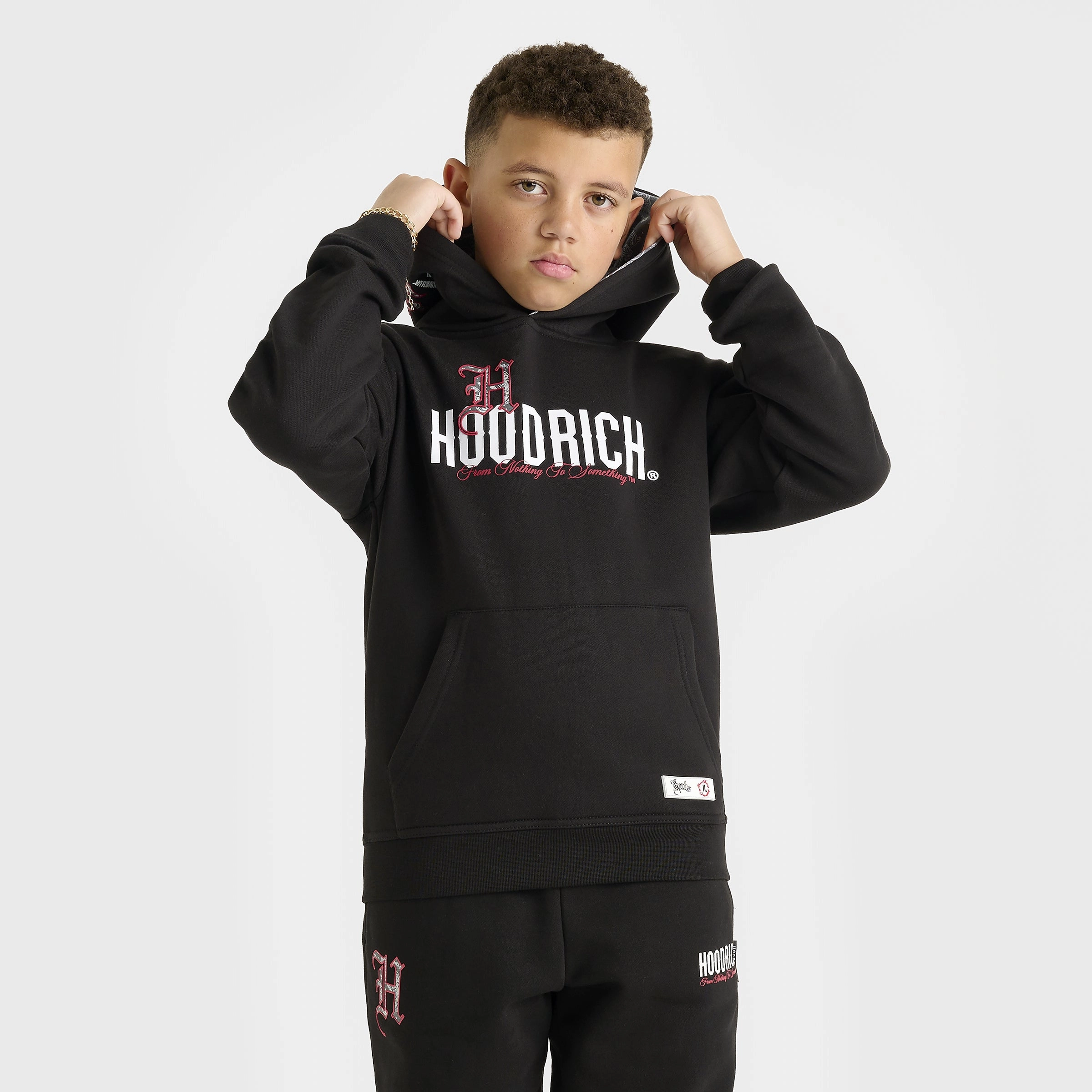 Hoodrich Junior Boys Eterno Pullover Hoodie Black / White - Lychee