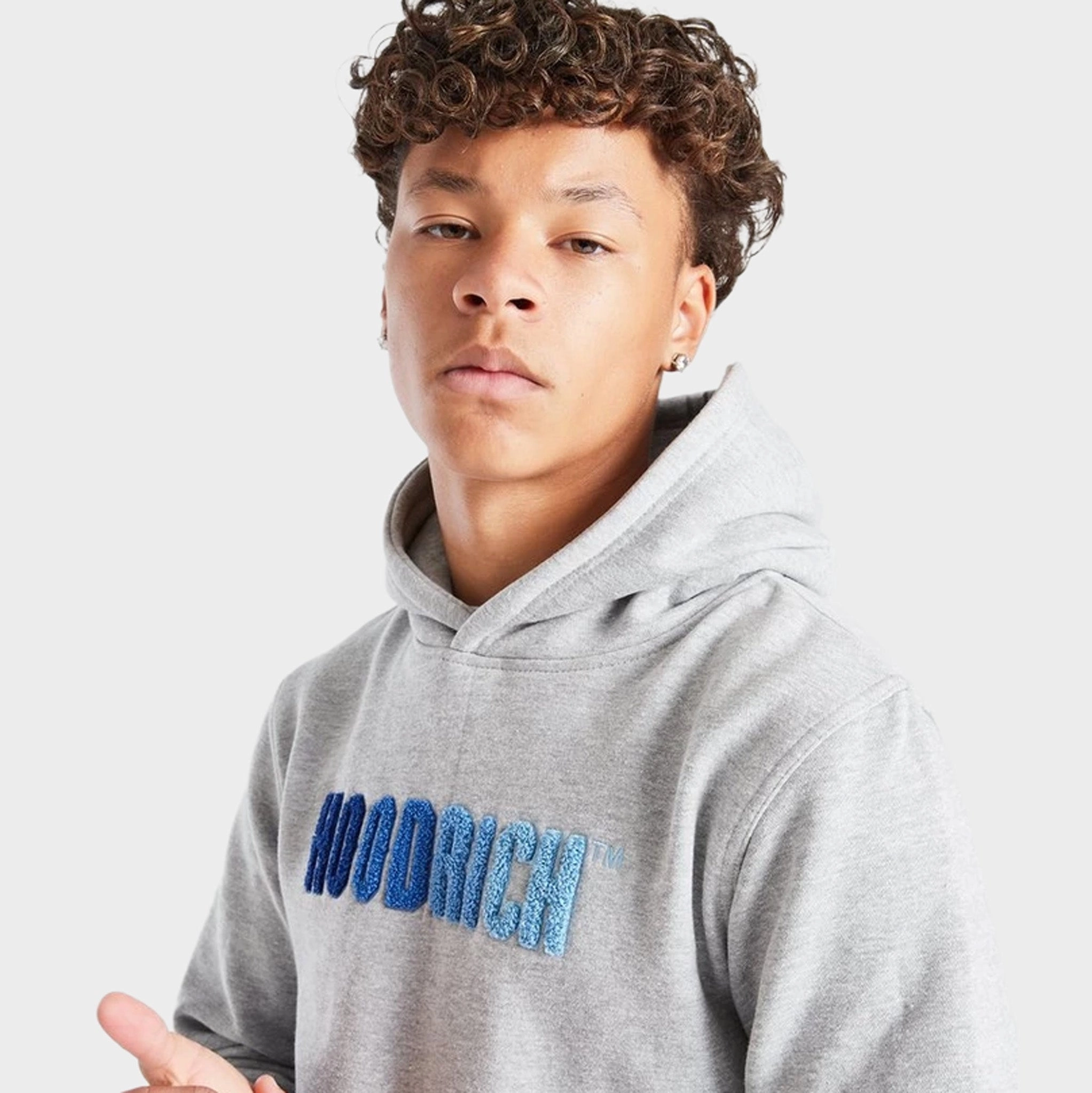 Hoodrich Junior Boys Tone V2 Pullover Hoodie Heather Grey / Blues