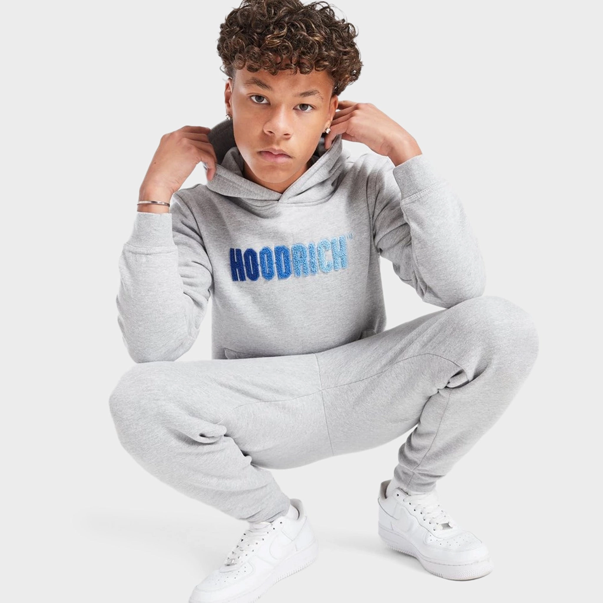 Hoodrich Junior Boys Tone V2 Pullover Hoodie Heather Grey / Blues
