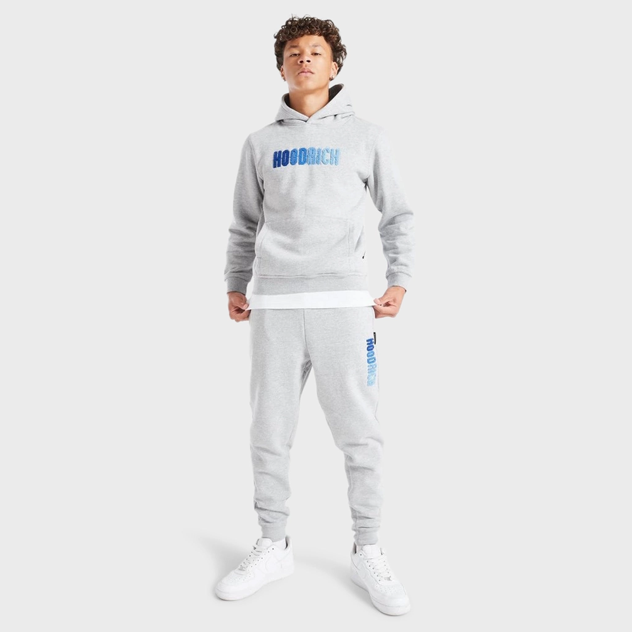 Hoodrich Junior Boys Tone V2 Pullover Hoodie Heather Grey / Blues