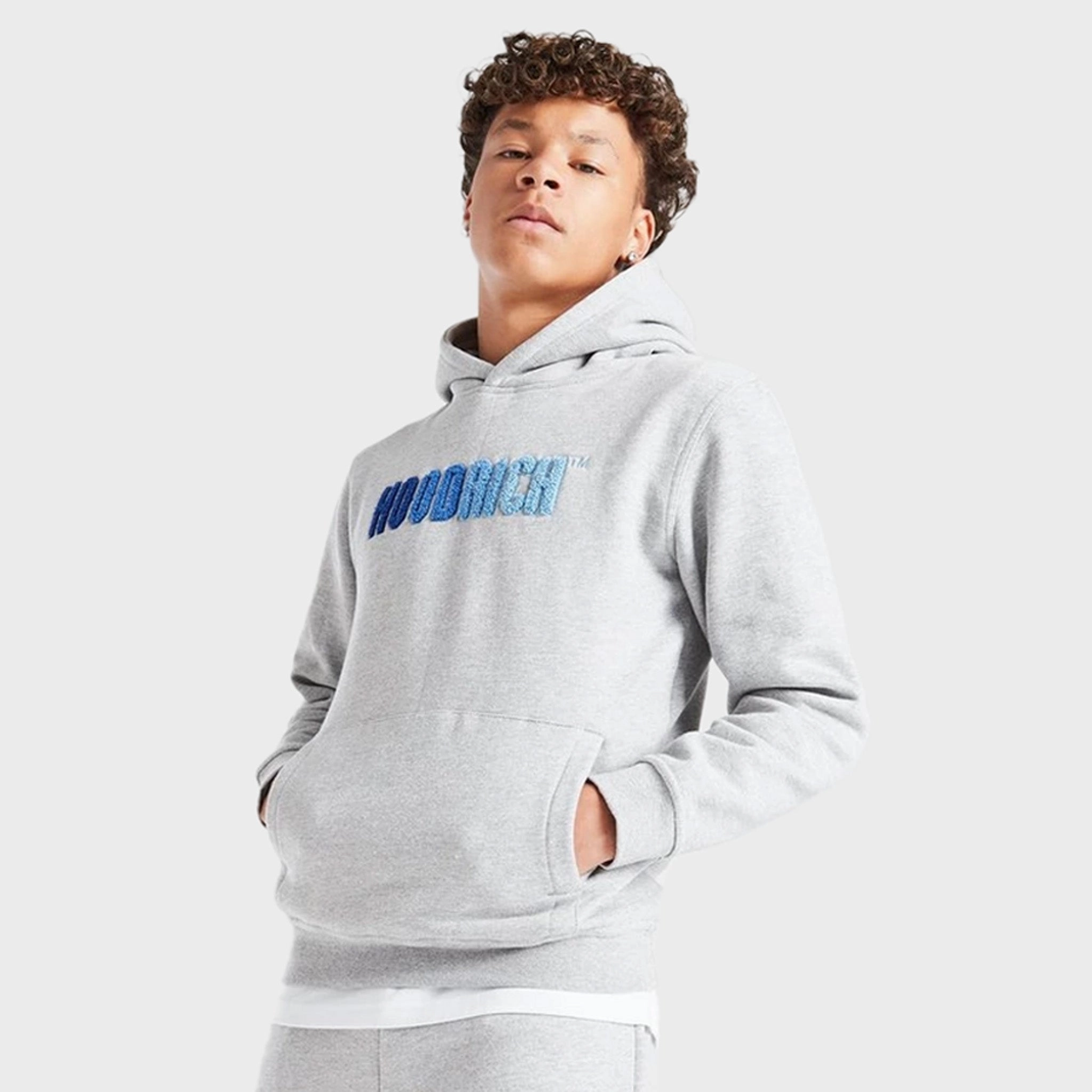 Hoodrich Junior Boys Tone V2 Pullover Hoodie Heather Grey / Blues