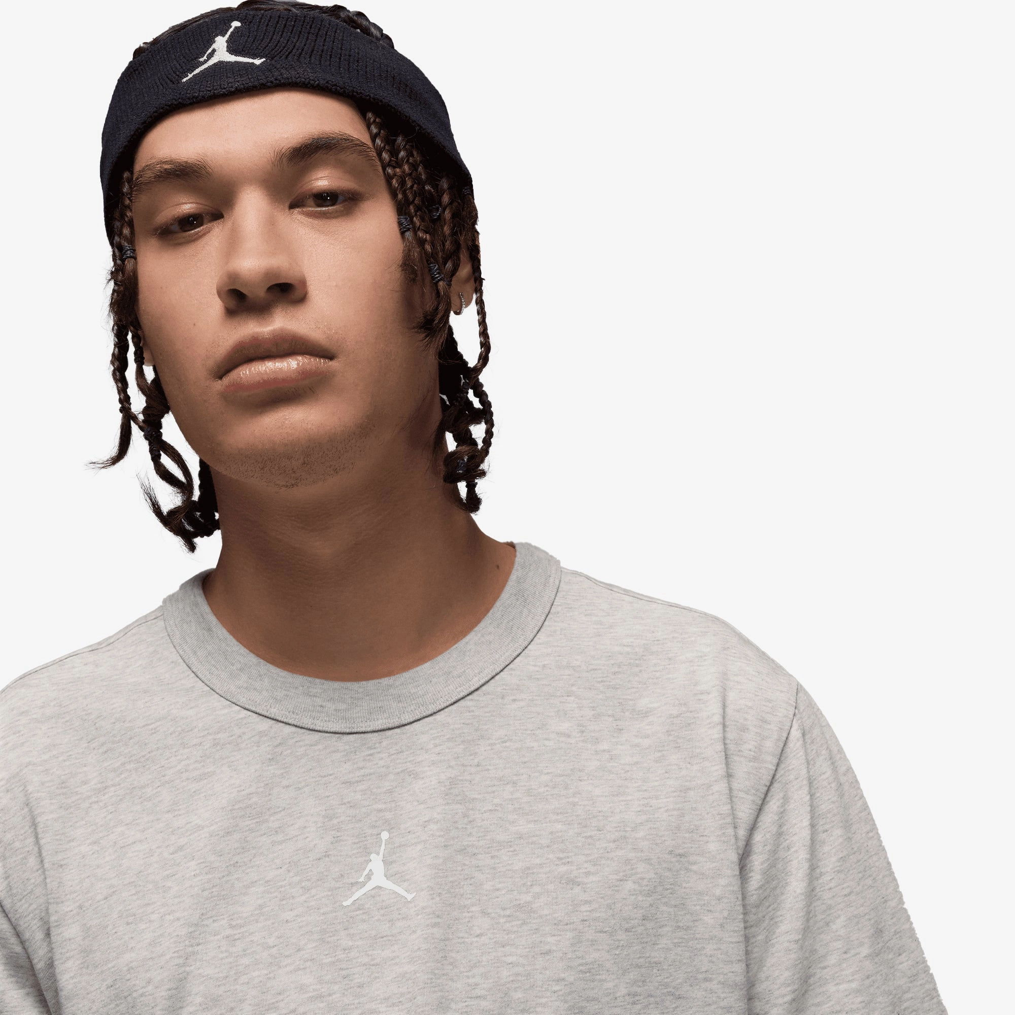 Jordan | DRI FIT SHORT-SLEEVE TOP { GREY HEATHER/WHITE