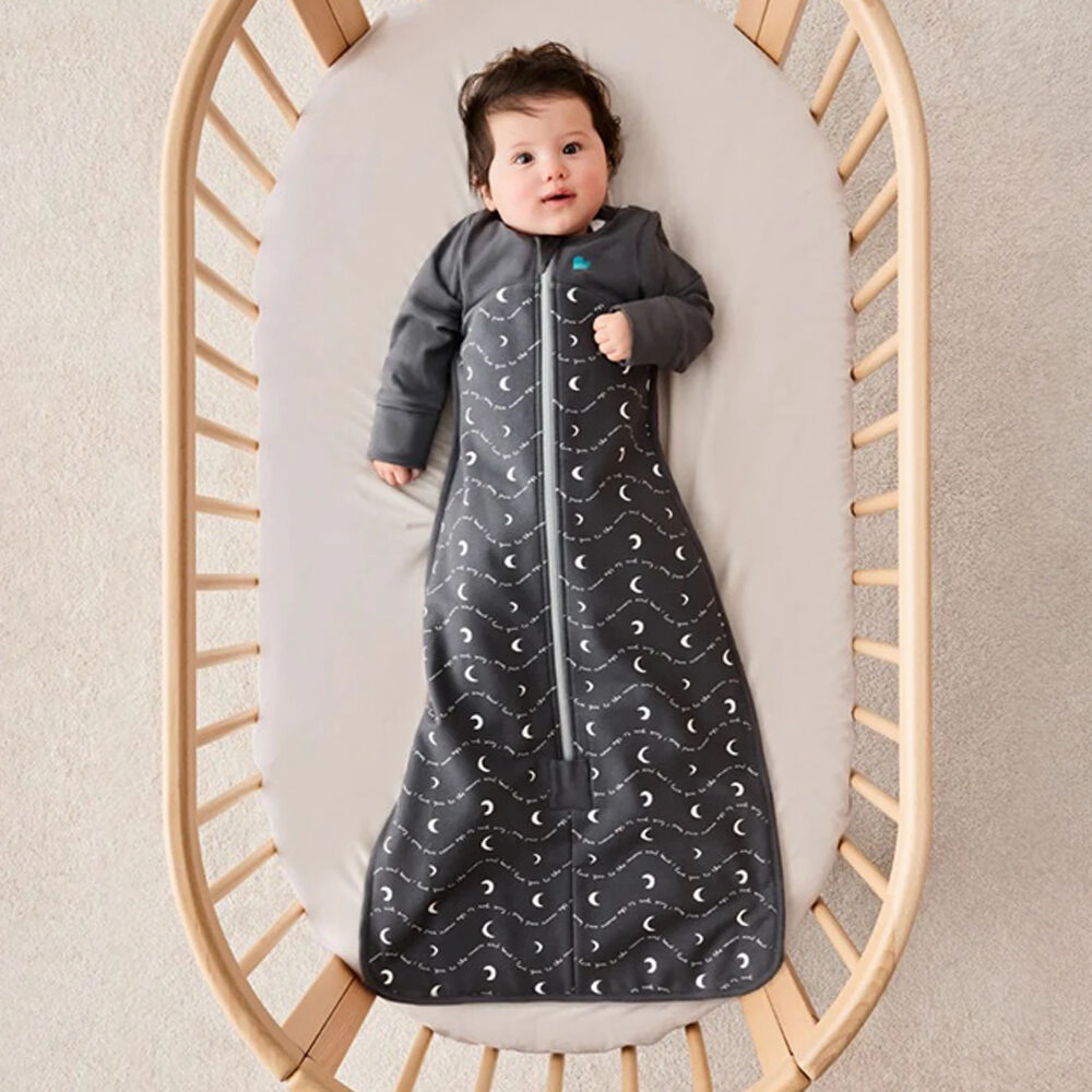 Love To Dream Sleep Bag 1.5T Stretch Cotton Fleece Moon & Back Charcoal