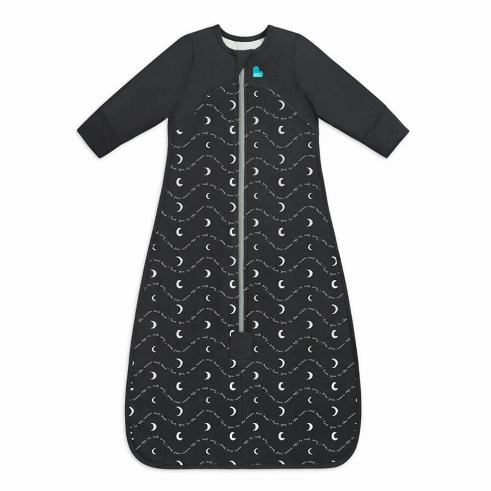 Love To Dream Sleep Bag 1.5T Stretch Cotton Fleece Moon & Back Charcoal