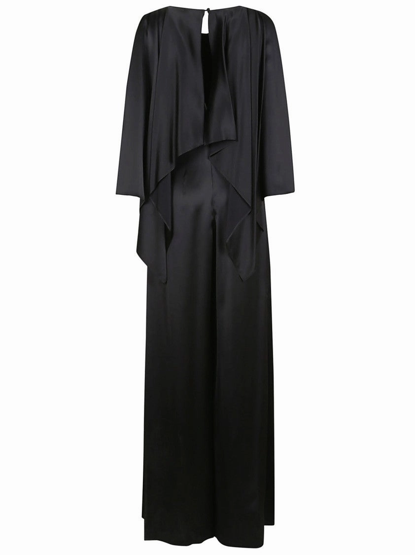 Satin Jumpsuit With Cape Detail And Wide Legs