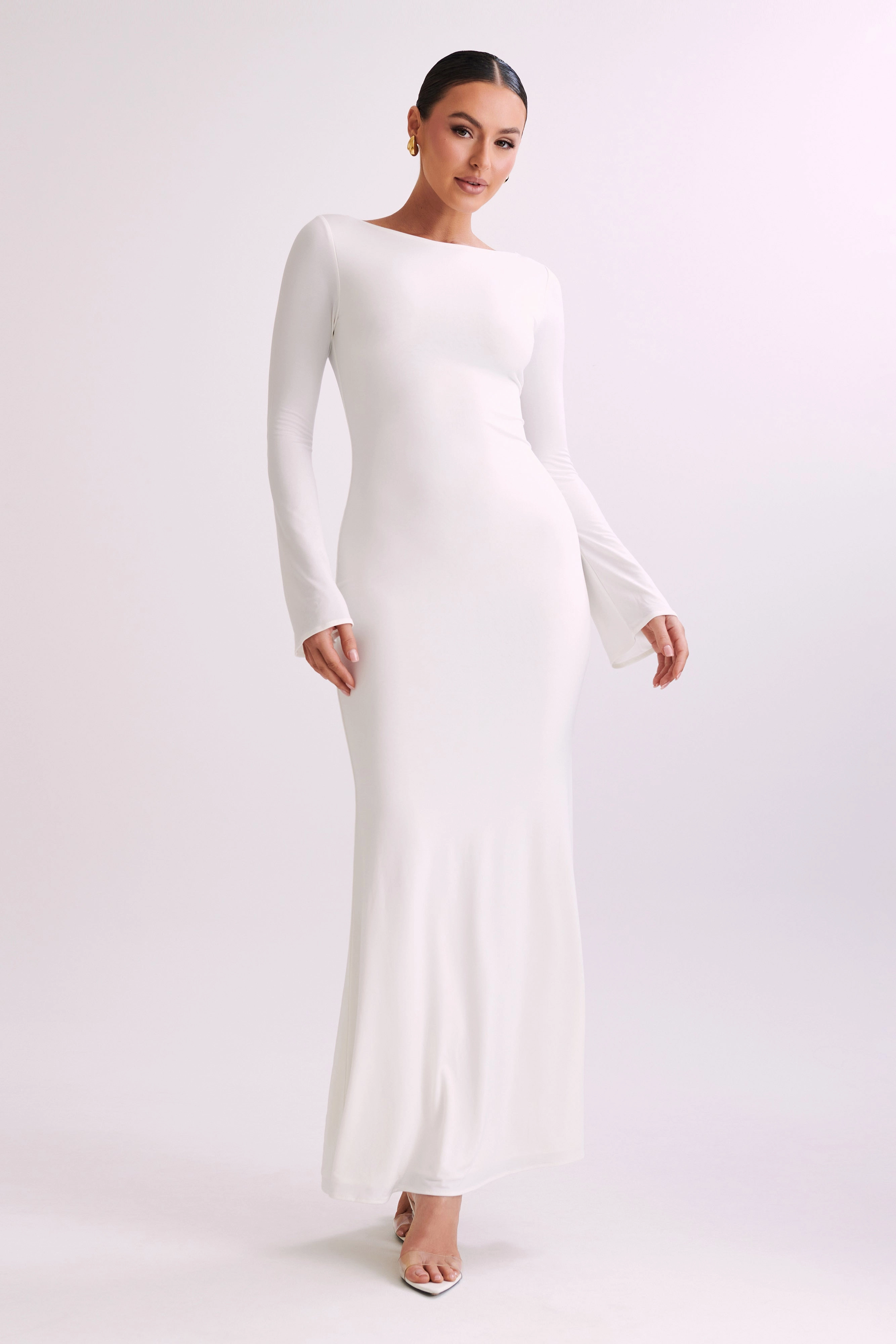 Tarna Slinky Fishtail Maxi Dress - Ivory