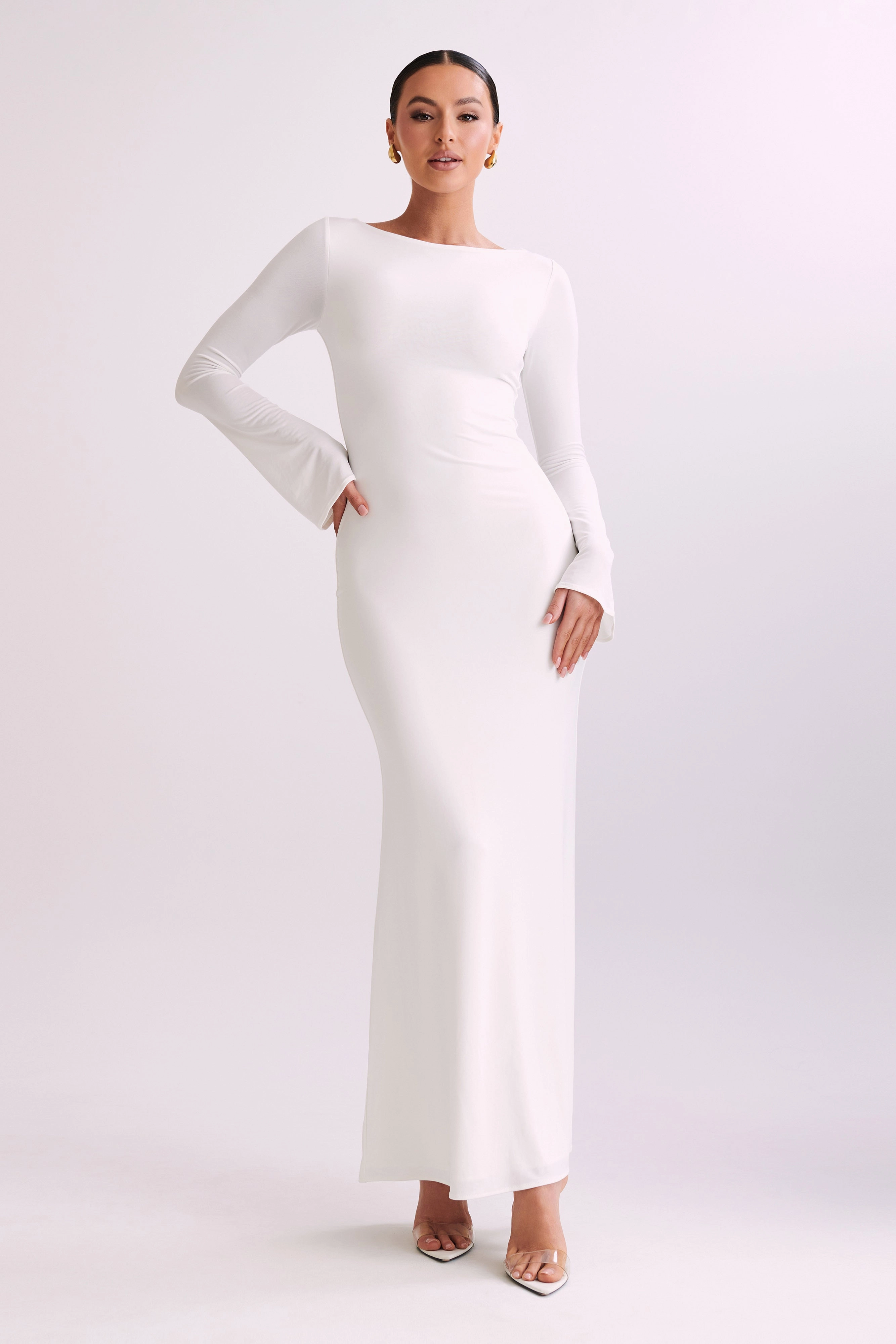 Tarna Slinky Fishtail Maxi Dress - Ivory
