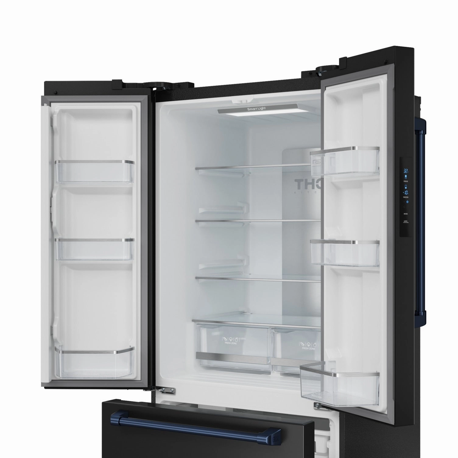 Thor Kitchen Matte Black French Door Counter Depth Refrigerator with Ice Maker| Gordon Ramsay Collection (17.5 cu.ft.) - RF3017FFD00-BLU